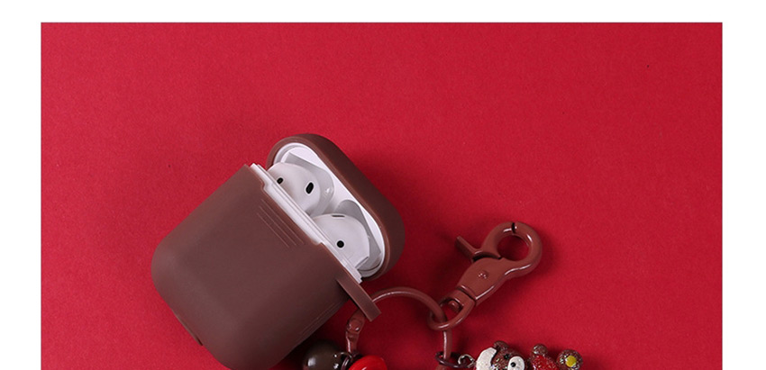 Fashion Elk + Coffee Earphone Cover Christmas Pendant Apple Wireless Bluetooth Headset Silicone Storage Box,Fashion Keychain