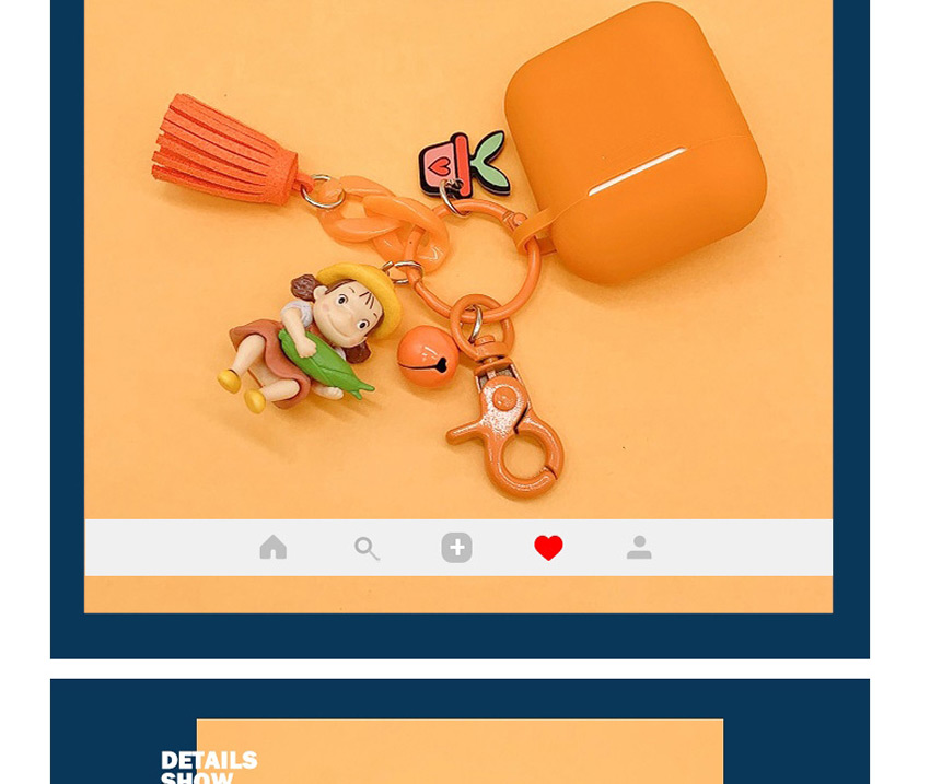 Fashion Sun + Orange Headphone Case Miyazaki Xiaomei Wireless Bluetooth Headset Silicone Case,Fashion Keychain