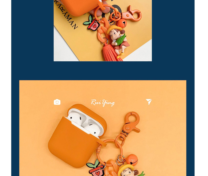 Fashion Sun + Orange Headphone Case Miyazaki Xiaomei Wireless Bluetooth Headset Silicone Case,Fashion Keychain