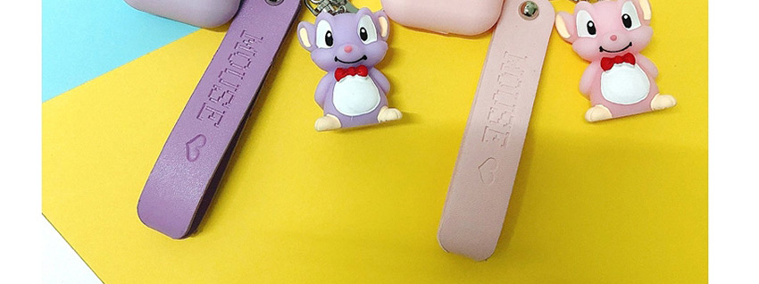 Fashion Purple Mouse + Purple Headphone Case (3rd Generation Pro) Mouse Apple Wireless Bluetooth Headset Silicone Case,Fashion Keychain