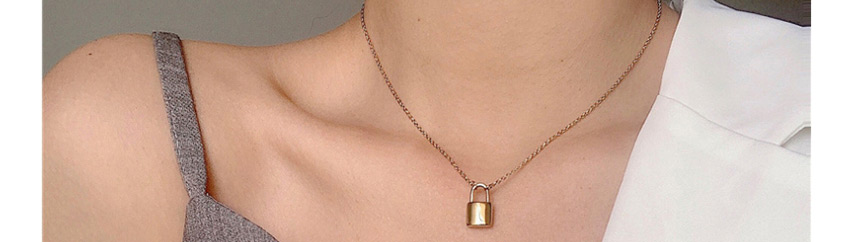 Fashion Golden Titanium Steel Small Lock Alloy Thin Chain Necklace,Necklaces