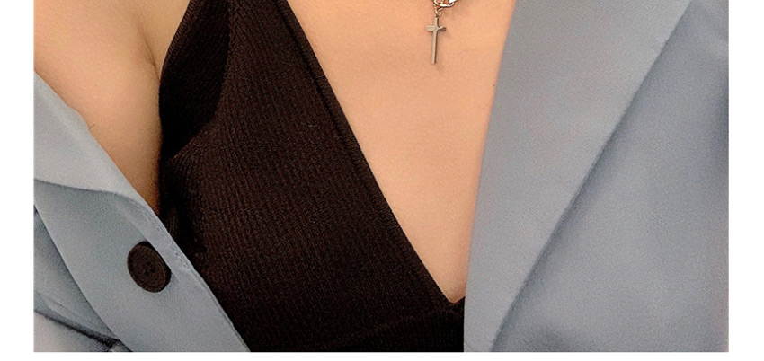 Fashion Silver Cross Stitching Chain Titanium Steel Necklace,Necklaces