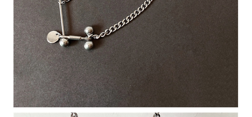 Fashion Silver Asymmetric Ball Lock Stainless Steel Necklace,Necklaces