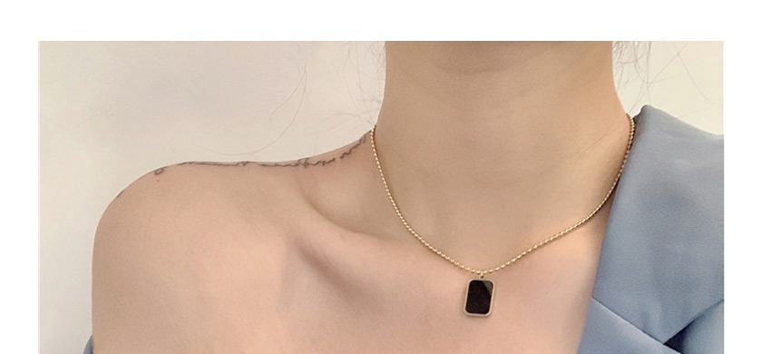 Fashion Black Titanium Steel Color-retaining Square Thin Chain Necklace,Necklaces