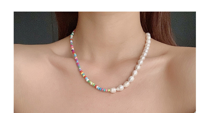 Fashion Color Mixing Irregular Freshwater Pearl And Colorful Bead Necklace,Pendants