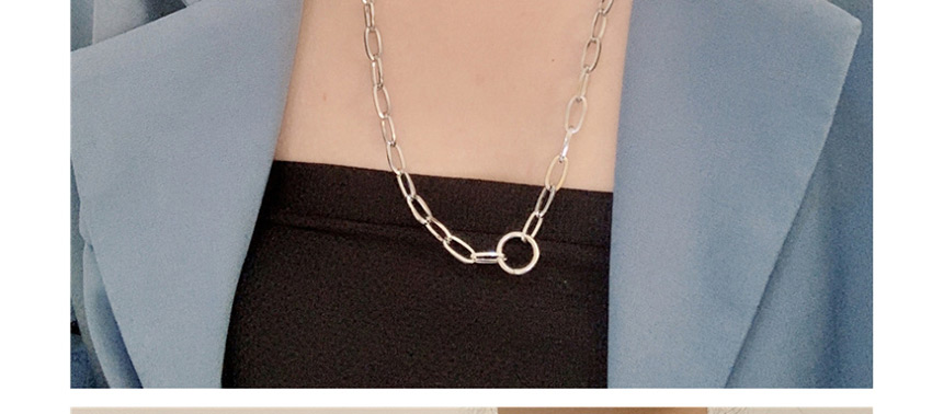 Fashion Silver Stainless Steel Double-layer Buckle Necklace,Necklaces