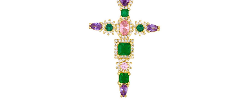 Fashion Cross Small Turtle Cross Copper Inlaid Zircon Necklace,Chains