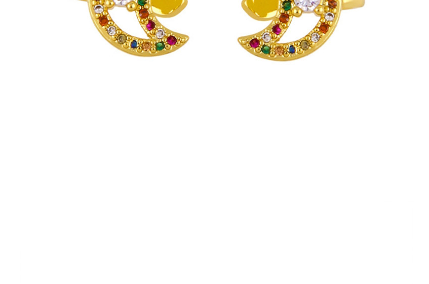 Fashion Moon Star And Moon Copper Earrings Zircon Earless Ear Clip,Clip & Cuff Earrings