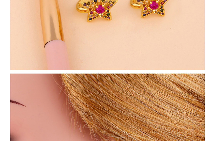 Fashion Moon Star And Moon Copper Earrings Zircon Earless Ear Clip,Clip & Cuff Earrings