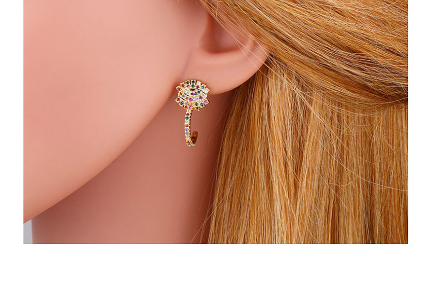Fashion Hexagram Copper Inlay Zircon Six Star Mans Eyes Heart Shaped Earrings,Stud Earrings