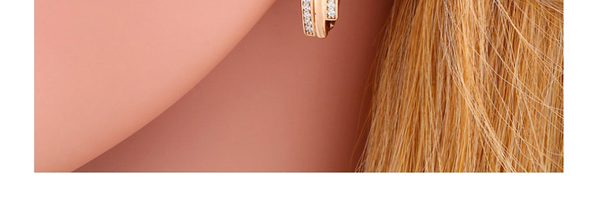 Fashion Rose Gold Geometric Irregular Copper Inlaid Zircon Earrings,Stud Earrings