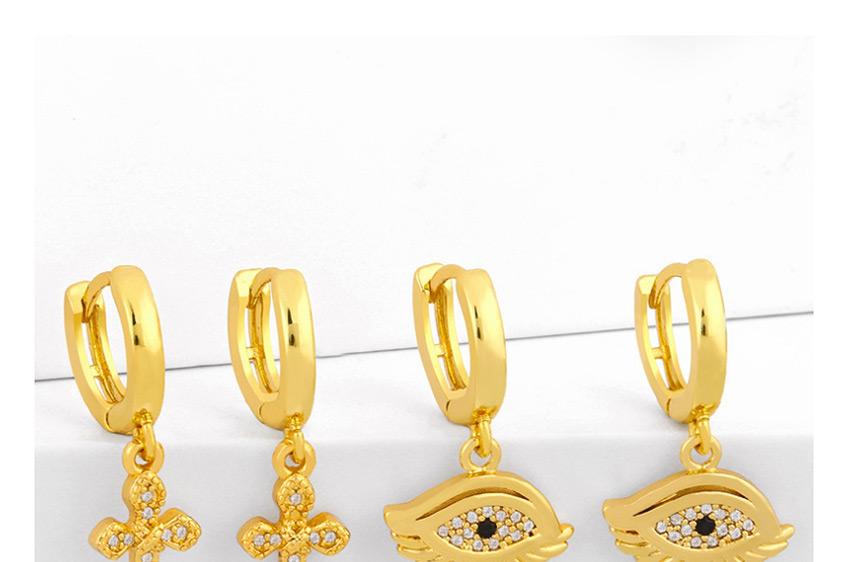 Fashion Eye Cross-eye Copper-set Zircon Openwork Earrings,Drop Earrings