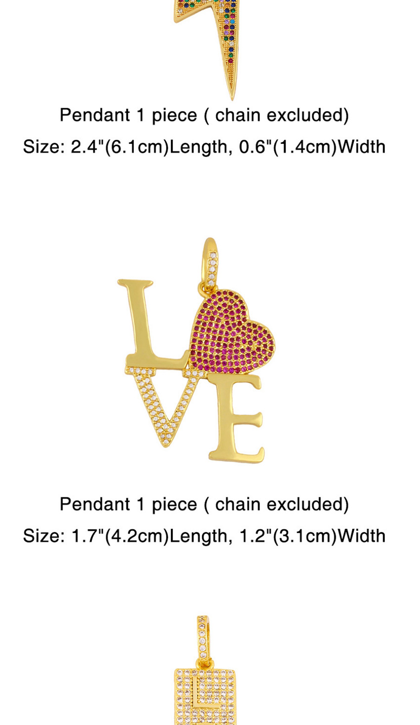 Fashion Key Chain Thick Chain Copper Inlaid Zircon Geometric Letter Openwork Necklace,Chains