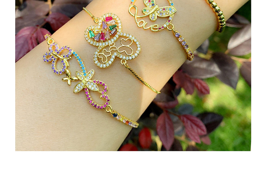 Fashion Alphabet Butterfly Butterfly Love Copper Inlaid Zircon Bracelet,Fashion Bracelets
