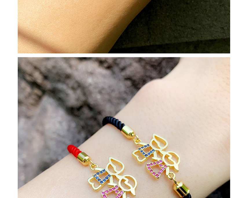 Fashion Red Rope Gold Copper And Zircon Boys And Girls Braided Rope Bracelet,Fashion Bracelets