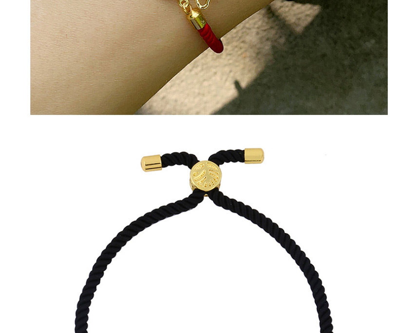 Fashion Alphabet Black Rope Copper And Zircon Boy And Girl Alphabet Braided Rope Bracelet,Fashion Bracelets