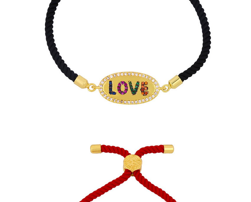 Fashion Alphabet Black Rope Copper And Zircon Boy And Girl Alphabet Braided Rope Bracelet,Fashion Bracelets