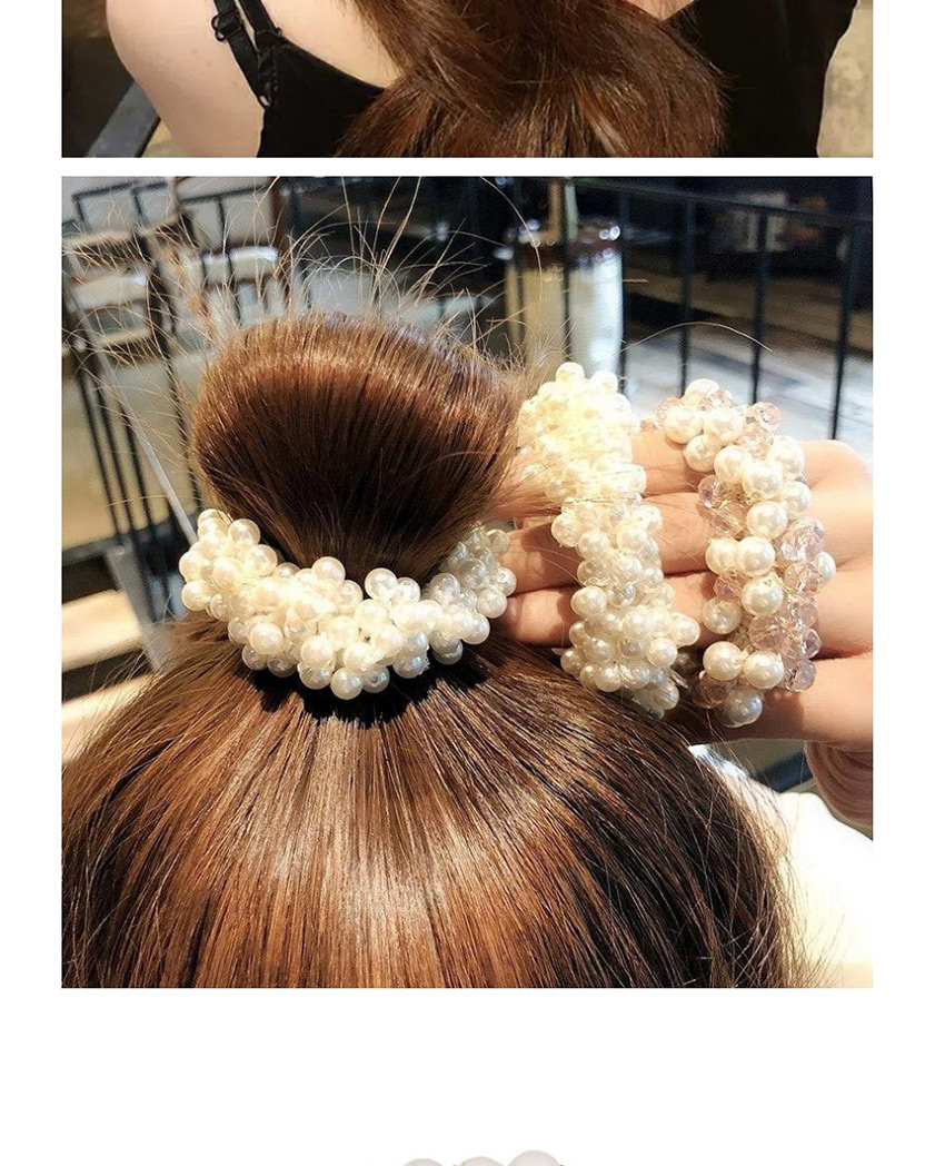 Fashion Brown Hand-woven Pearl Crystal High Elastic Hair Rope,Hair Ring