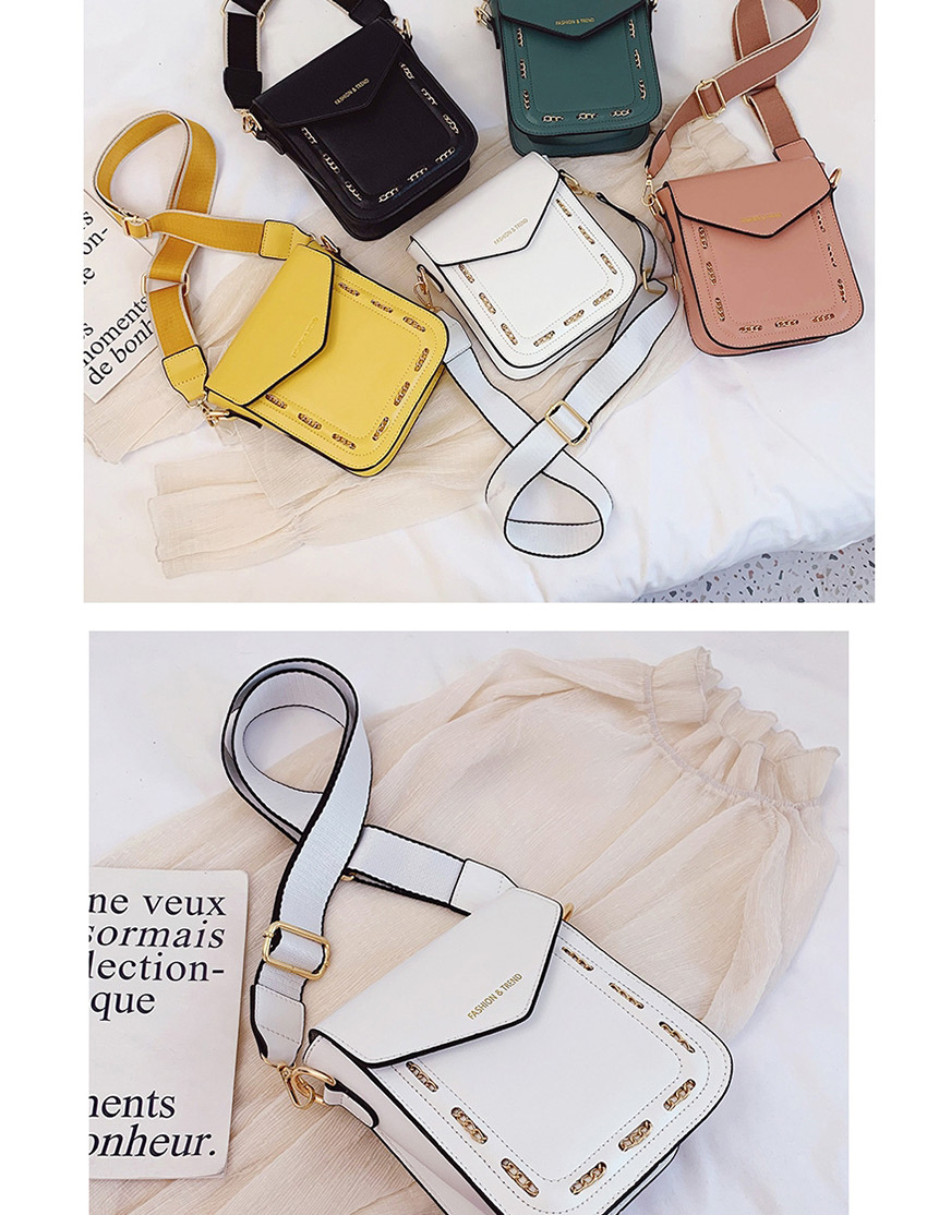Fashion White Chain Bronzing Letter Wide Shoulder Strap Shoulder Messenger Bag,Shoulder bags