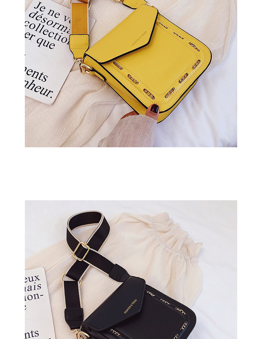 Fashion White Chain Bronzing Letter Wide Shoulder Strap Shoulder Messenger Bag,Shoulder bags