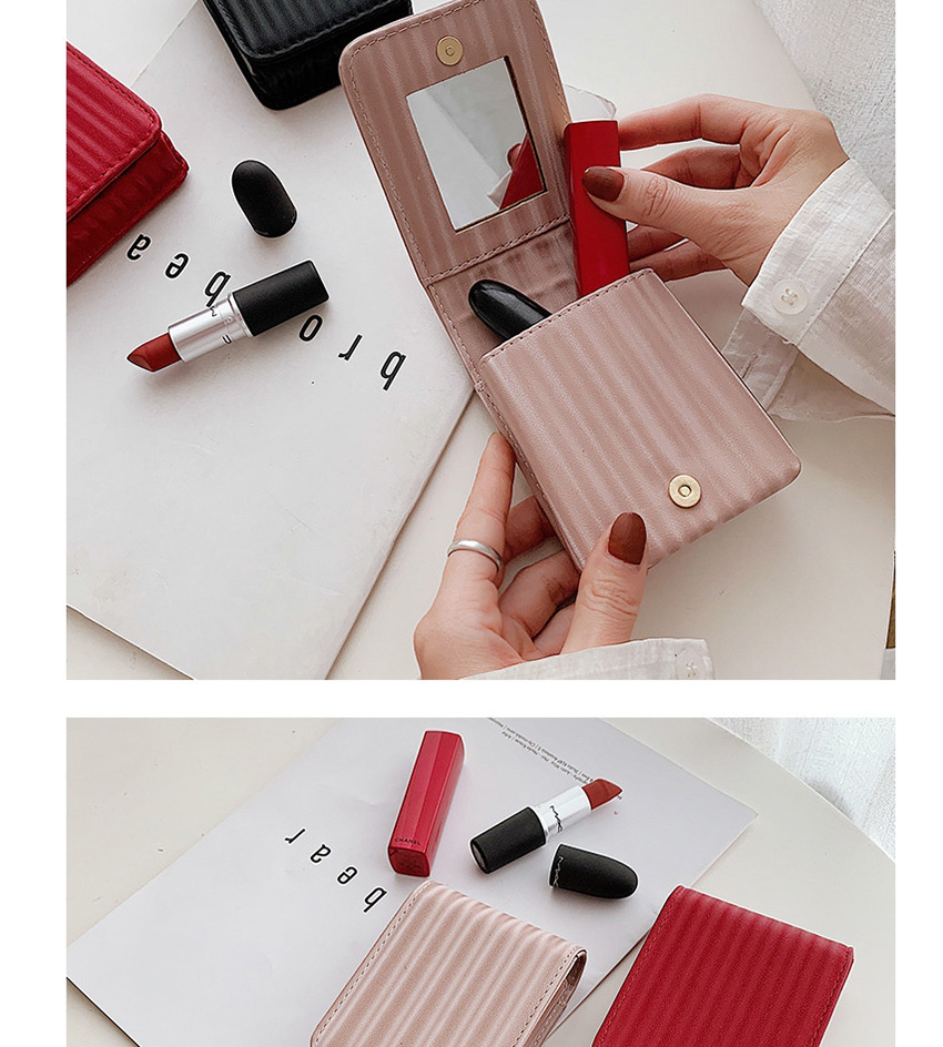 Fashion Red Stripe Wallet With Mirror Lipstick,Wallet