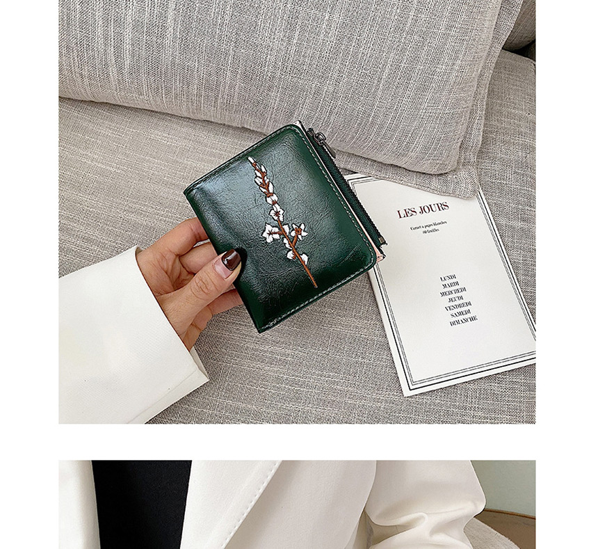 Fashion Black Flower Embroidery 2 Fold Multi-function Wallet,Wallet