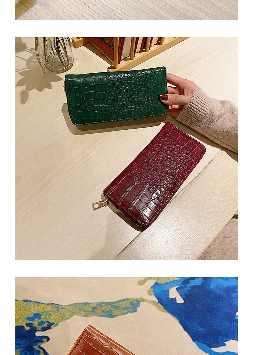 Fashion Red Long 2-fold Stone Pattern Multi-function Wallet,Wallet