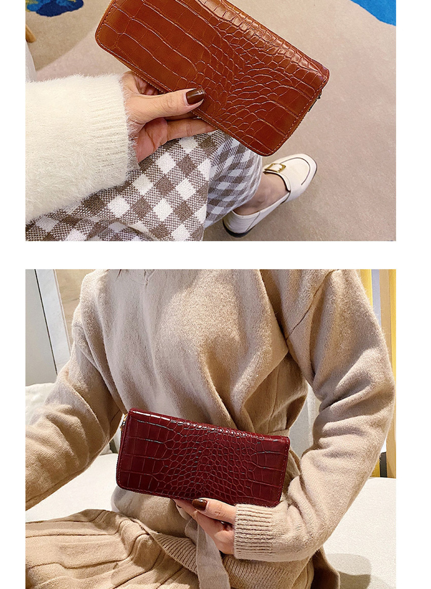 Fashion Red Long 2-fold Stone Pattern Multi-function Wallet,Wallet