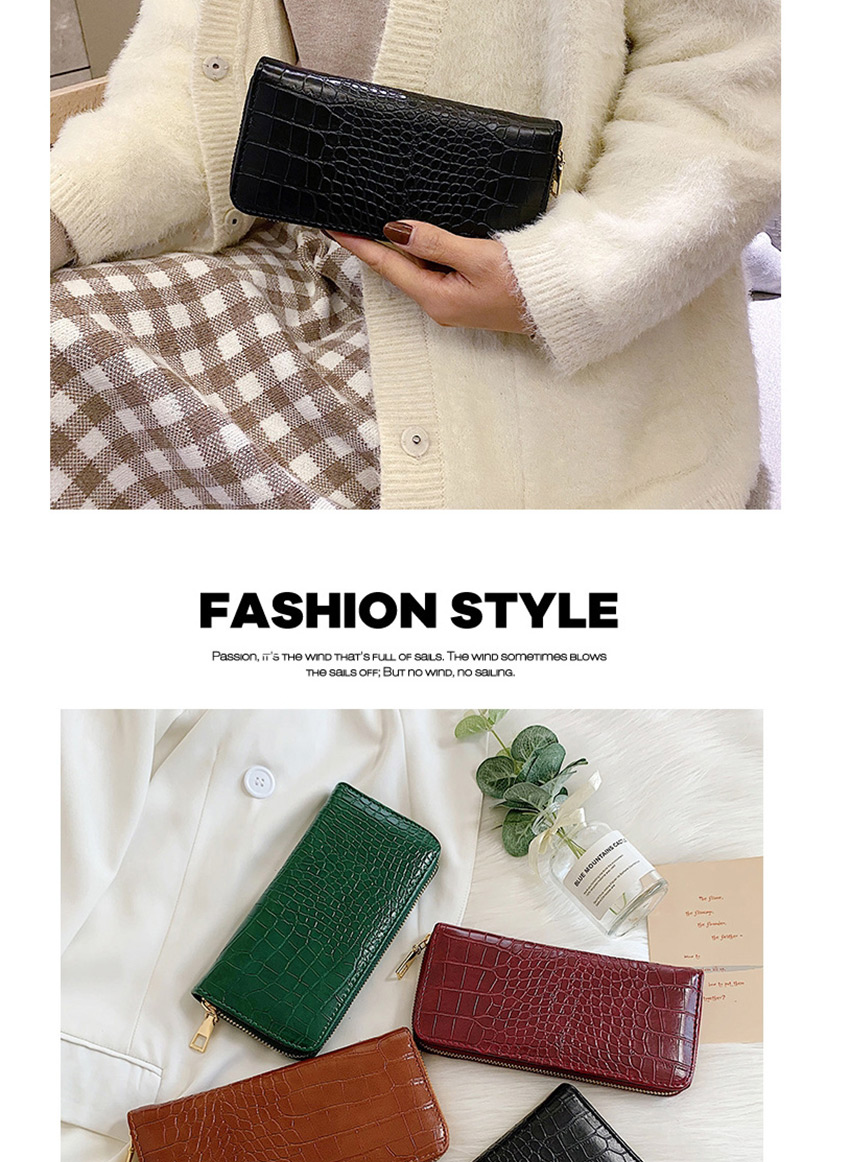 Fashion Brown Long 2-fold Stone Pattern Multi-function Wallet,Wallet