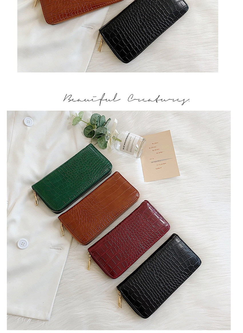Fashion Brown Long 2-fold Stone Pattern Multi-function Wallet,Wallet