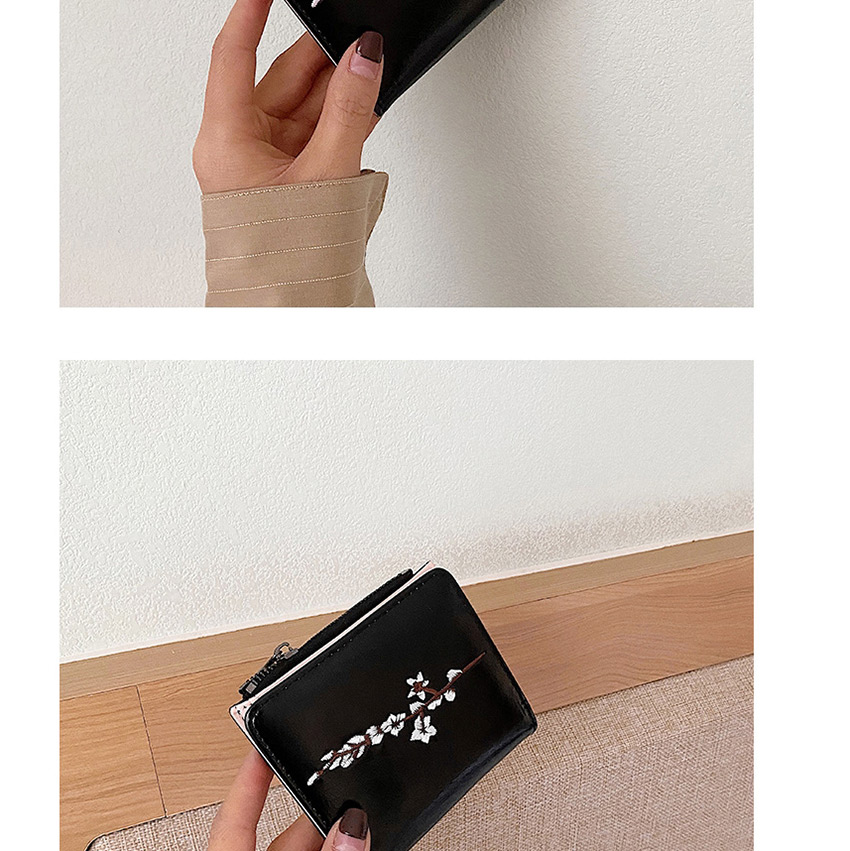 Fashion Green Flower Embroidery Multi-function Wallet,Wallet