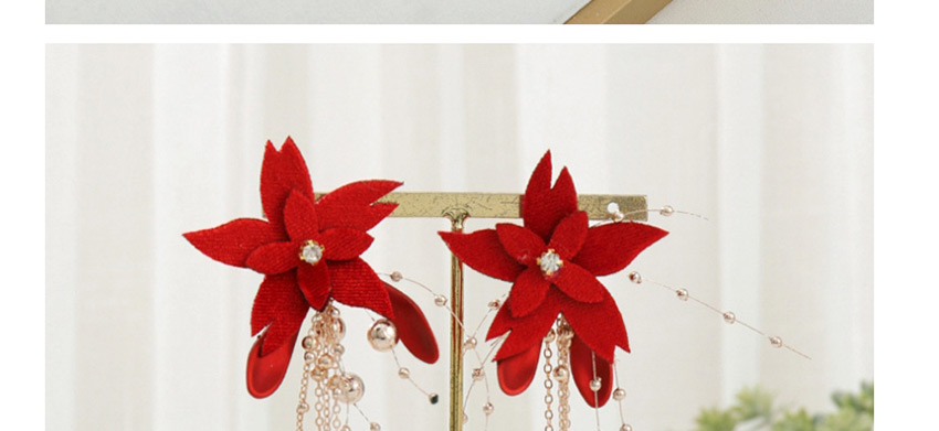Fashion Red Flower Diamond Butterfly Alloy Round Bead Resin Hairband Earring Set,Jewelry Sets