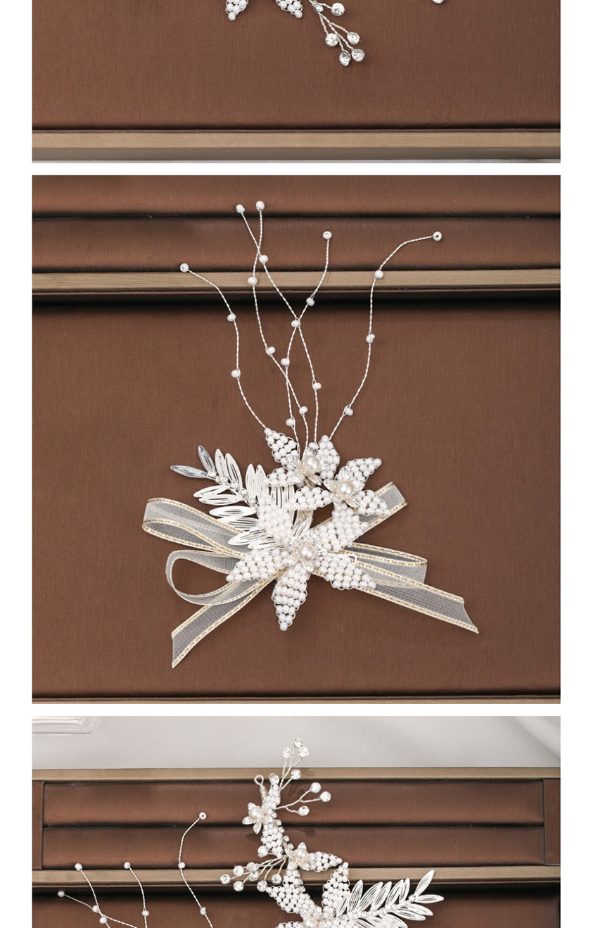 Fashion Silver Handmade Crystal Pearl Leaf Hairpin Set,Bridal Headwear