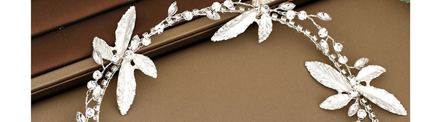 Fashion Silver Handmade Leaf Crystal Diamond Alloy Hair Band,Hair Ribbons