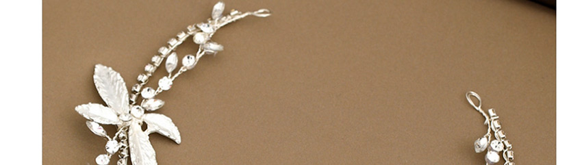 Fashion Silver Handmade Leaf Crystal Diamond Alloy Hair Band,Hair Ribbons
