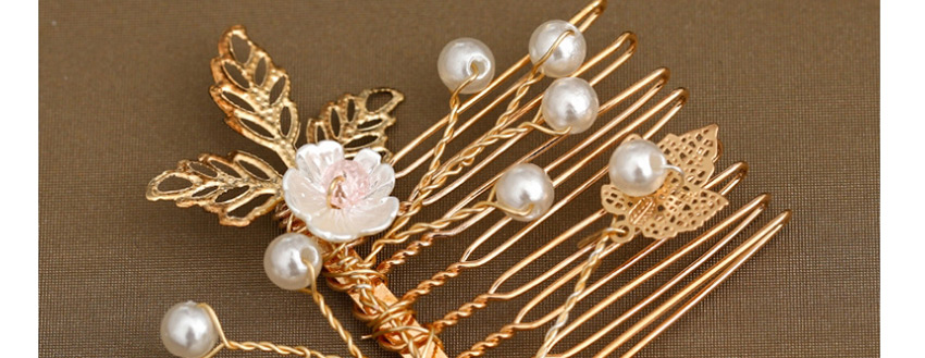 Fashion Golden Handmade Flower Pearl Hollow Hair Band,Hair Ribbons