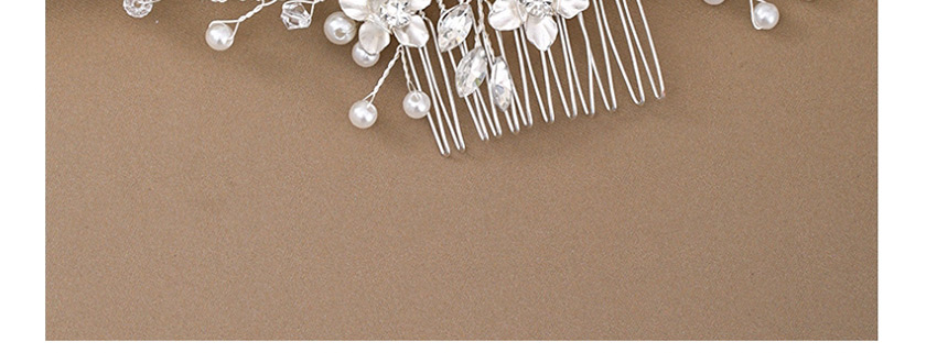 Fashion Silver Diamond Crystal Pearl Flower Insert Comb,Hair Ribbons