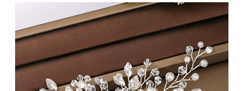 Fashion Silver Pearl Handmade Crystal Woven Alloy Insert Comb,Hair Ribbons