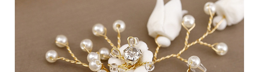 Fashion White Soft Ceramic Flower And Pearl Hair Comb,Hair Ribbons