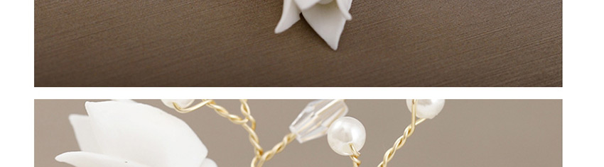Fashion White Soft Ceramic Flower And Pearl Hair Comb,Hair Ribbons