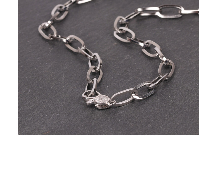 Fashion Silver 60cm Thick Chain Diamond Keychain Stainless Steel Hollow Necklace,Chains