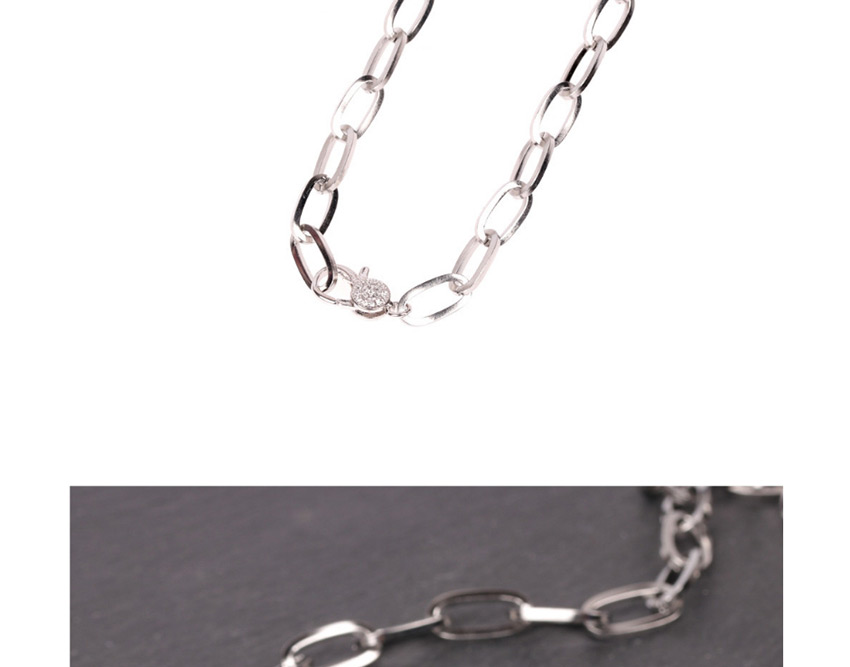 Fashion Silver 40cm Thick Chain Diamond Keychain Stainless Steel Hollow Necklace,Chains
