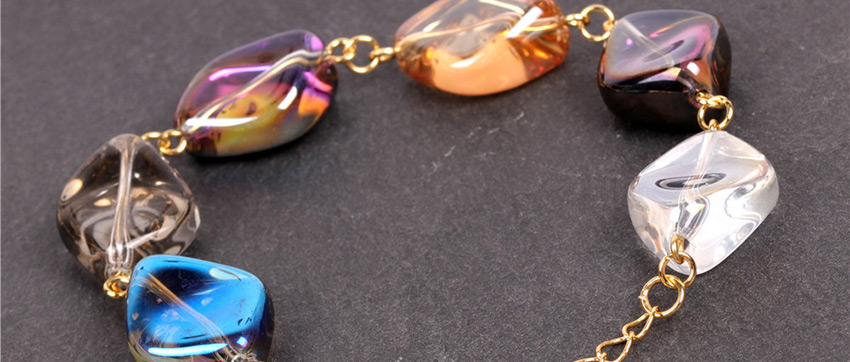 Fashion Color Mixing Crystal Alloy Resin Geometric Bracelet,Fashion Bracelets