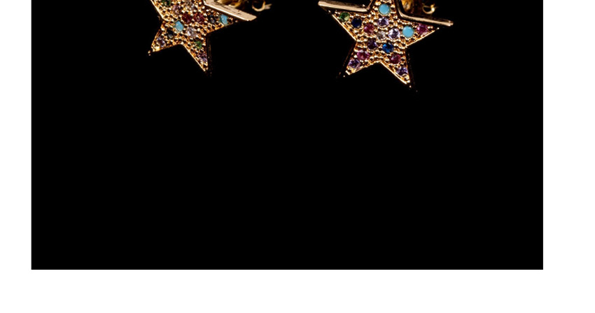 Fashion Golden Copper-inlaid Zircon Pentagram Earrings,Stud Earrings