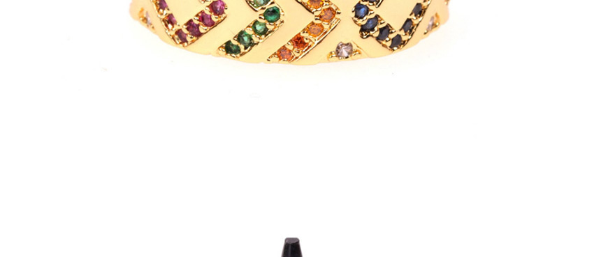 Fashion Golden Copper-set Zircon Diamond Pattern Wide Ring,Fashion Rings