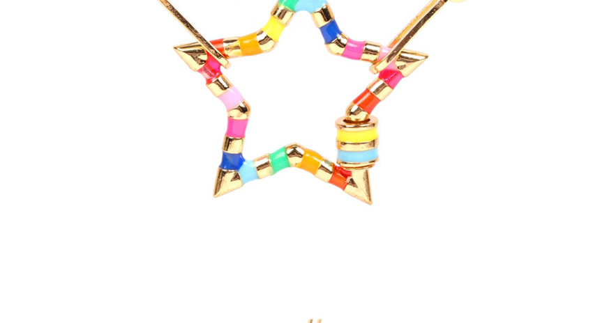Fashion Gold 60cm Thick Chain Hollow Star Drop Oil Alloy Necklace,Chains
