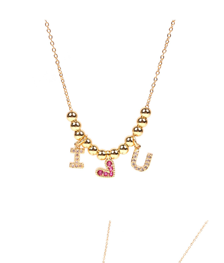 Fashion Golden Round Stainless Steel Necklace With Zircon Love Letters,Chains