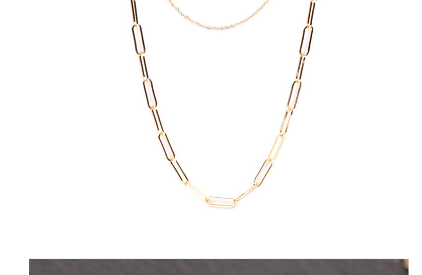 Fashion Golden Thick Chain Stainless Steel Hollow Double Necklace,Chains