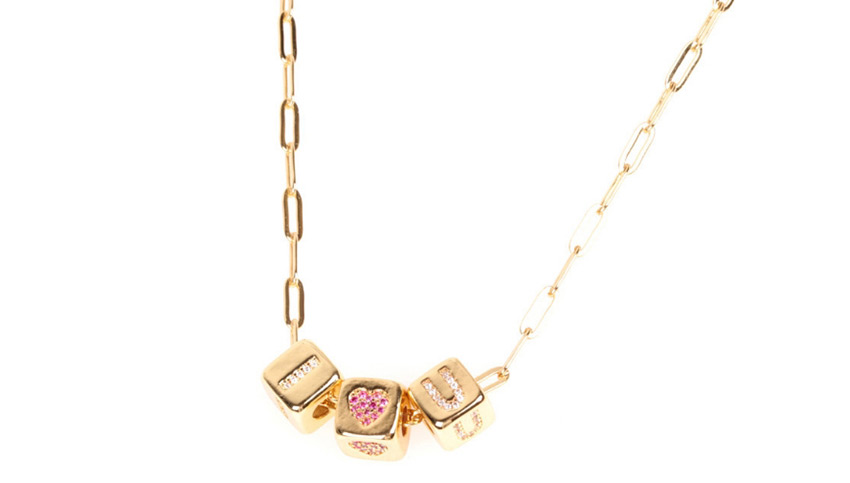 Fashion Golden Love Diamond Dice Necklace With Letters,Chains