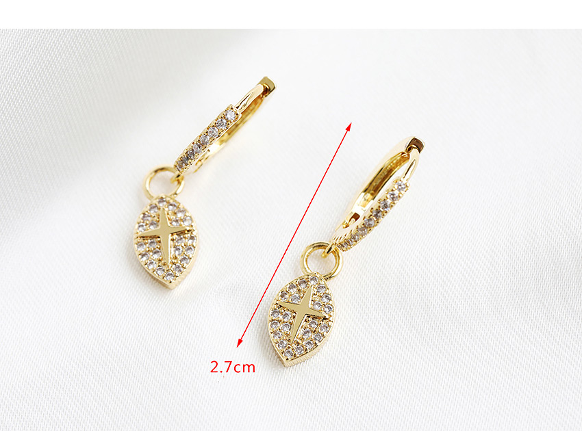 Fashion Golden Copper Studded Zircon Stud Earrings,Earrings